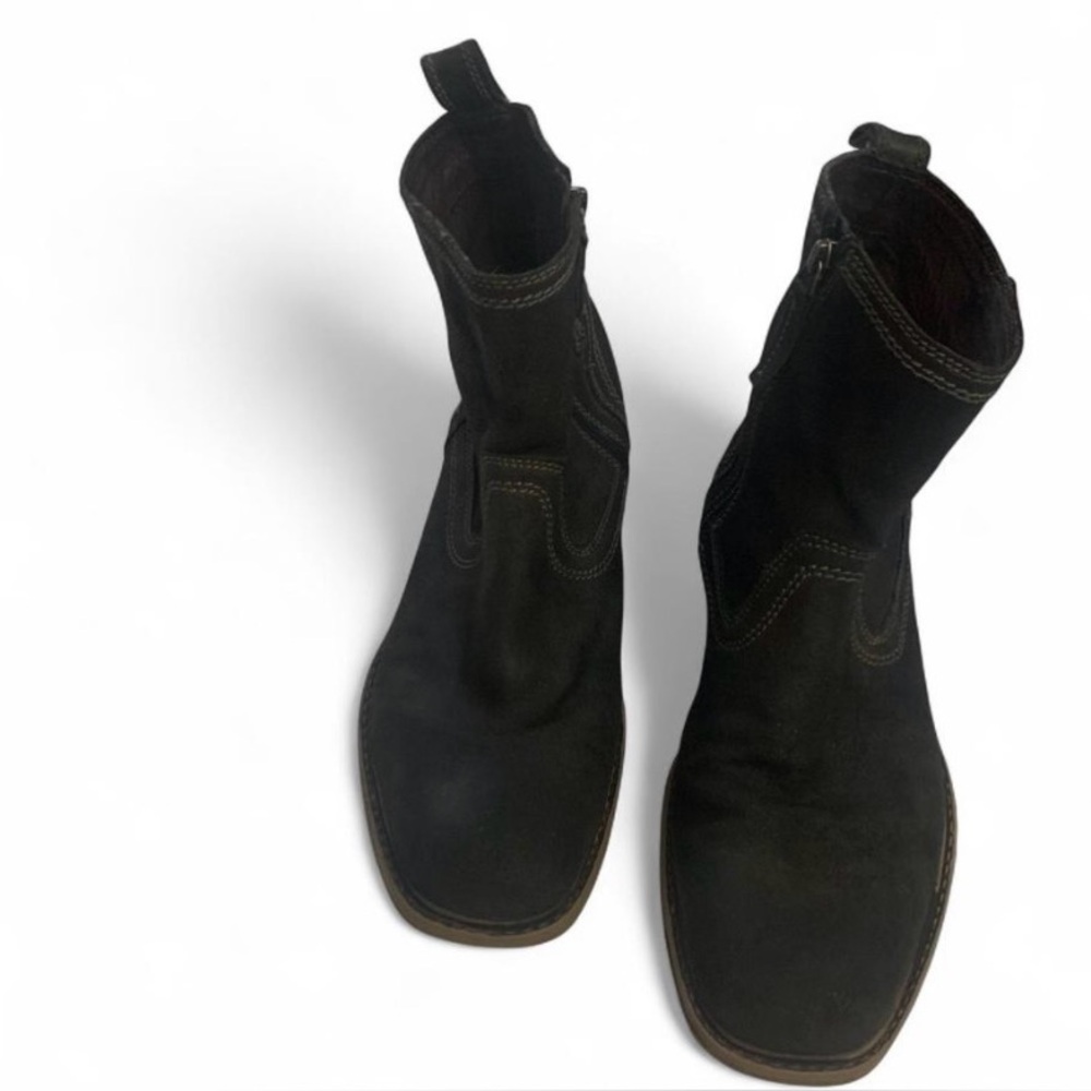 ROAN Black suede Chelsea boots men size 8.5 western formal work shoes